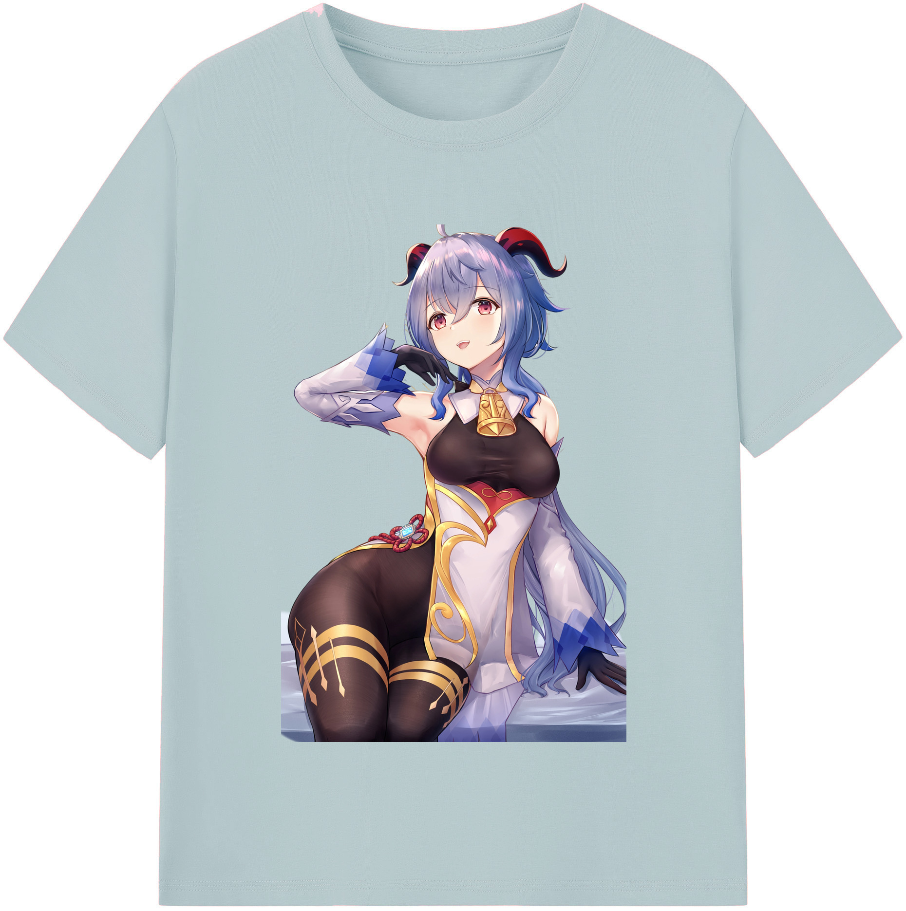 げんし神 甘雨 かんう genshin Ganyu 綿100％半袖Tシャツ（フロントプリント）